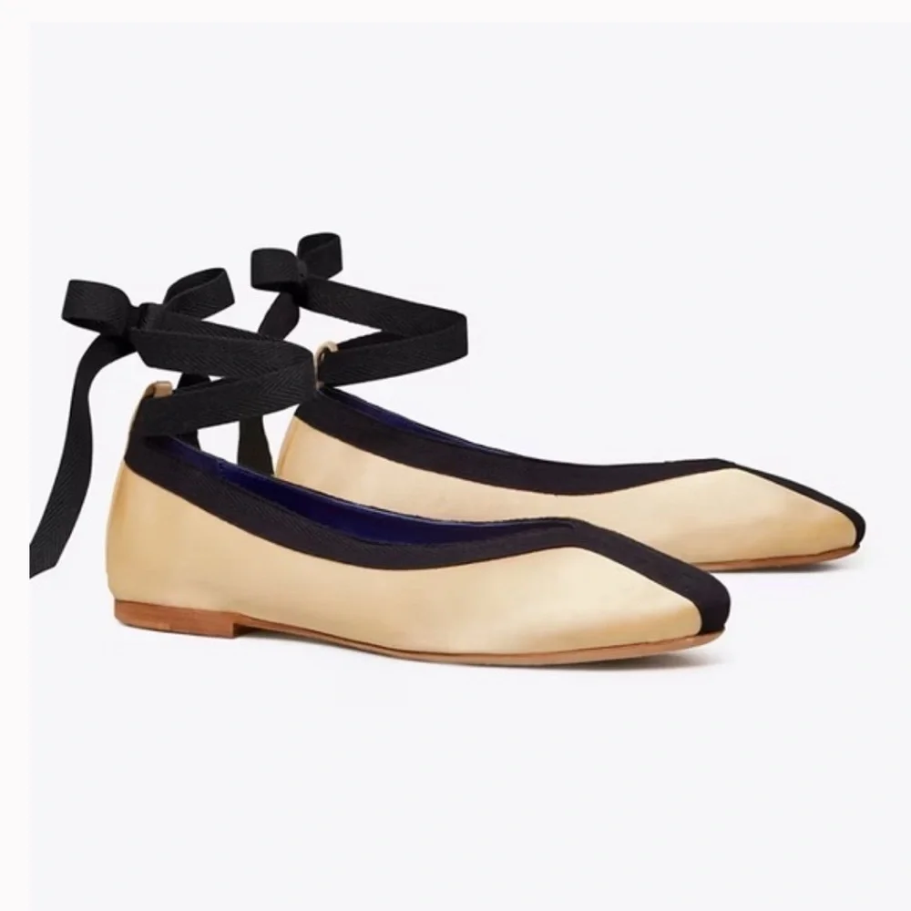New TORY BURCH Herringbone Wrap Ballet Flats